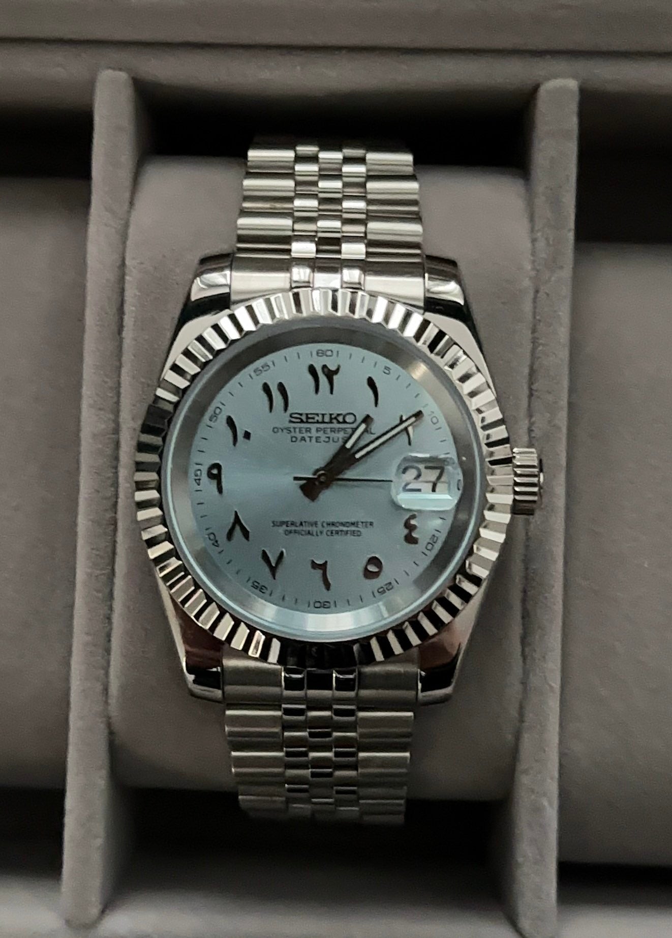 Seiko DateJust Arabic Dials Collection - Baby Blue
